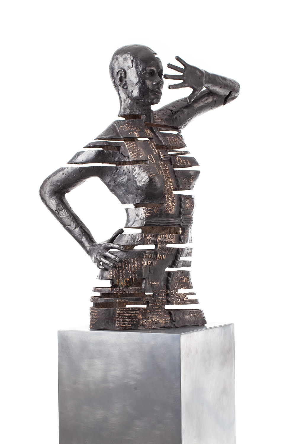 Artwork by Marek Zyga, Domina noctis 2.0, Made of patinated bronze, steel