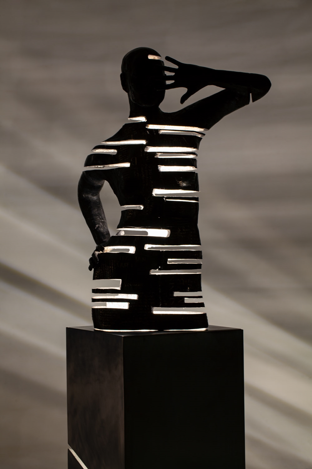 Artwork by Marek Zyga, Domina noctis 2.0, Made of patinated bronze, steel