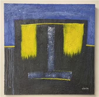 Lg Geometric Abstractist Oil on Canvas, Signed - Charles Green Shaw