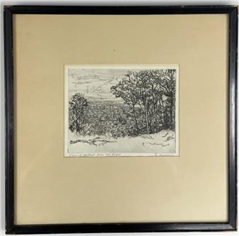 E. Neumann, View of Montreal from Mt Royal Etching - Ernst Neumann