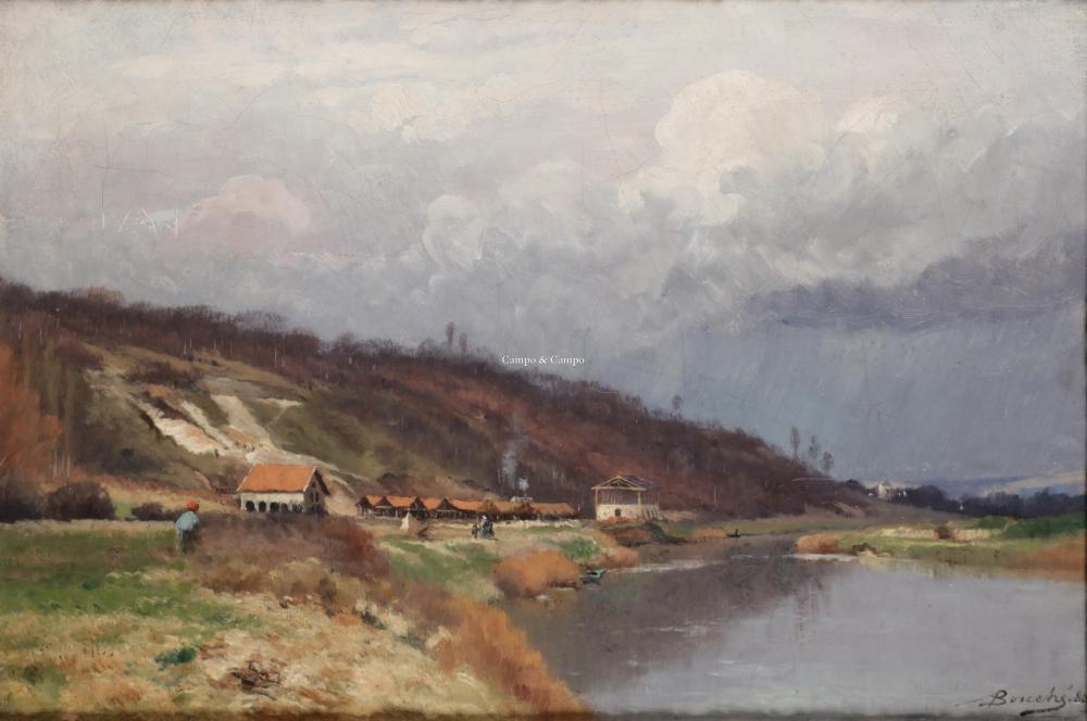 Artwork by Louis Alexandre Bouché, The brickyard at Luzancy, Made of Oil on canvas