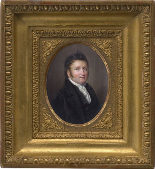 Miniatur Portrait eines jungen Mannes in schwarzer Jacke und Weste - August Grahl