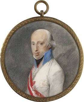 Miniatur Portrait des Erzherzogs Karl von Österreich in weißer Uniform - Johann Walch
