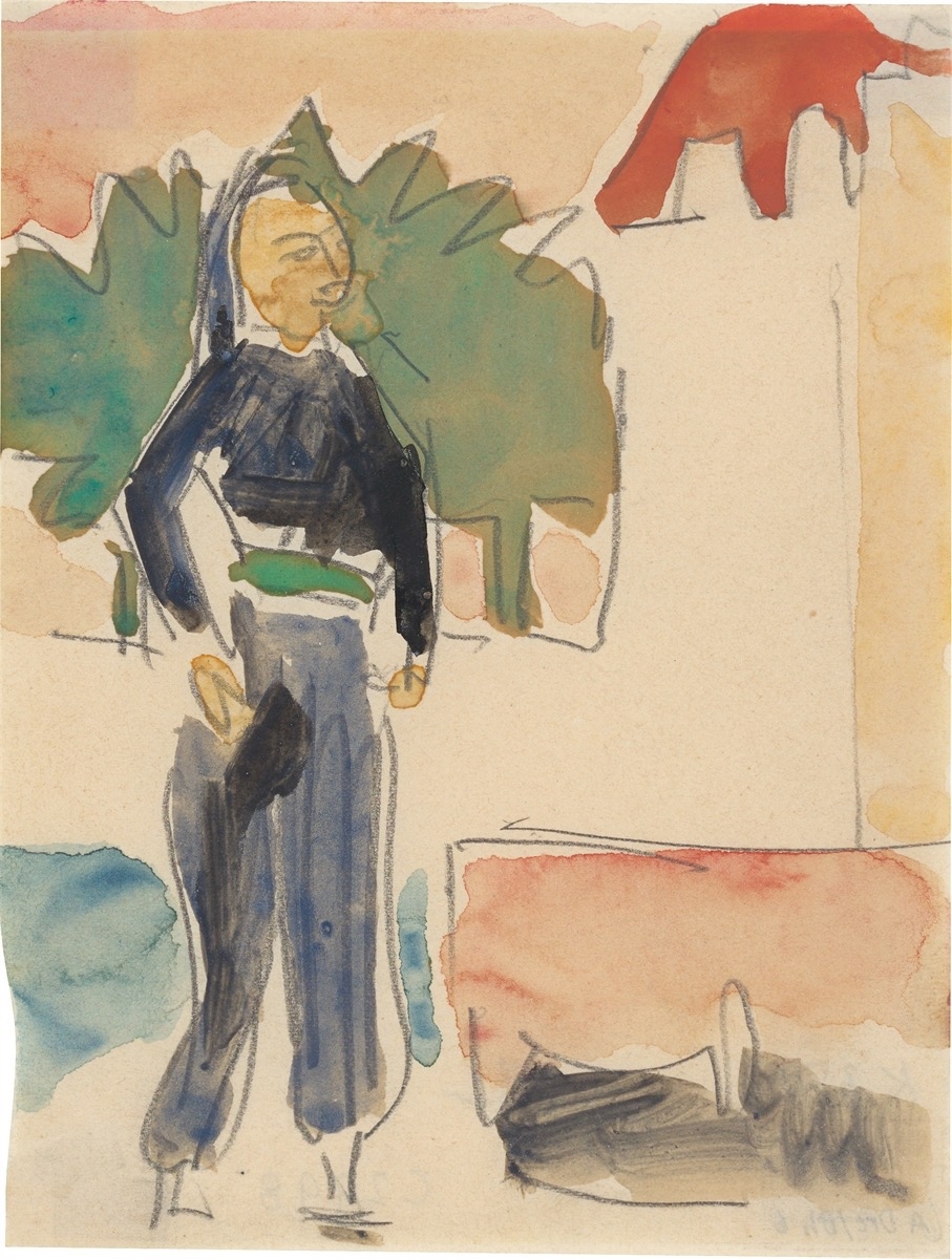 Artwork by Ernst Ludwig Kirchner, Woman in the garden, Made of Watercolour and pencil on paper