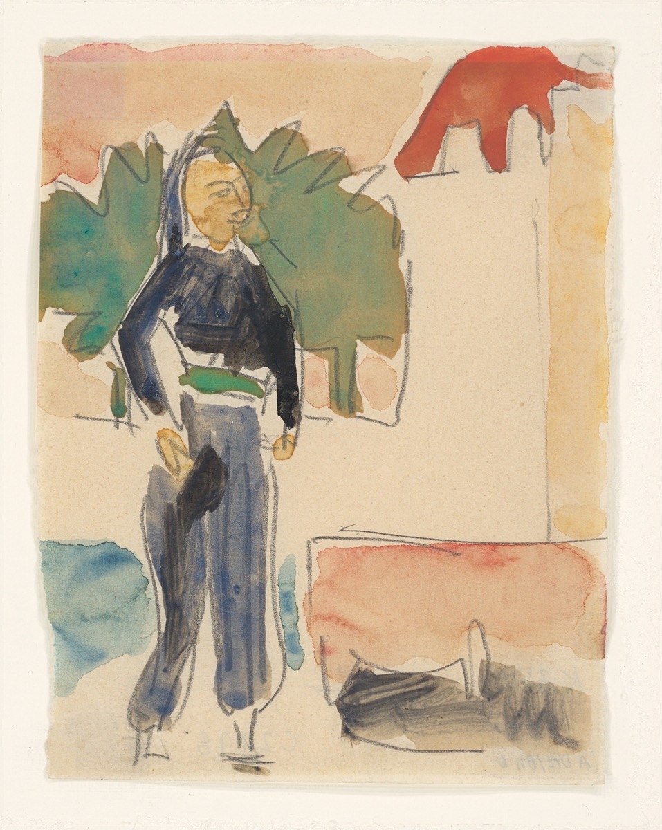 Artwork by Ernst Ludwig Kirchner, Woman in the garden, Made of Watercolour and pencil on paper
