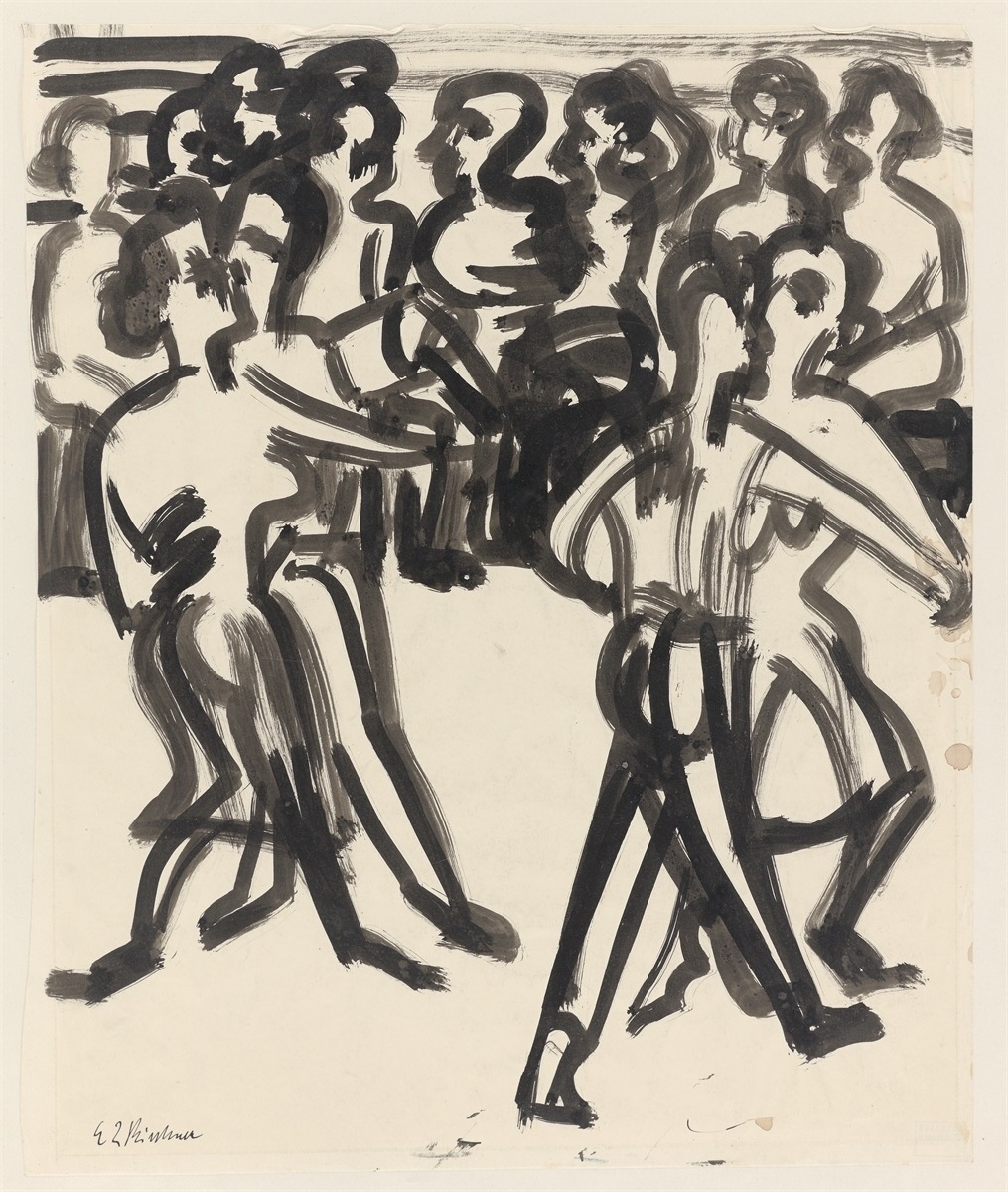 Artwork by Ernst Ludwig Kirchner, Tanzende, Made of Brush and India ink on paper