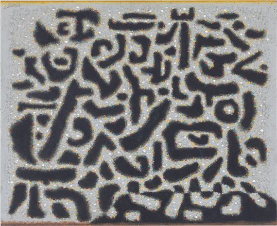 Schwarze Bewegung mit Punkten by Willi Baumeister, 1955