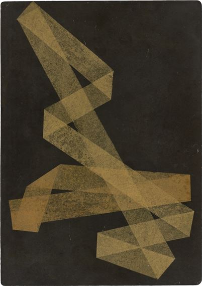 Zwei weiße Faltungen auf Schwarz by Hermann Glöckner, 1933