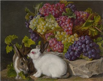 Two rabbits with grapes - Johanna Fischer