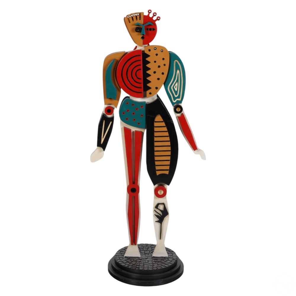 Artwork by Normal, 20C. Modern Chilean Figural Sculpture, Made of carved, assembled, and painted wooden sculpture