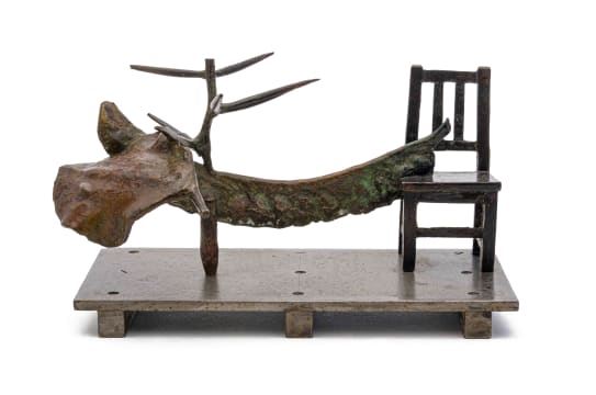 Composition with Chair, Thorns and Seed Pods