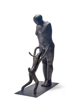 Artwork by Guy du Toit, Wilma Cruise, Springhaar(s), Made of bronze with a brown patina