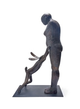 Artwork by Guy du Toit, Wilma Cruise, Springhaar(s), Made of bronze with a brown patina