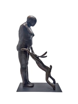 Artwork by Guy du Toit, Wilma Cruise, Springhaar(s), Made of bronze with a brown patina