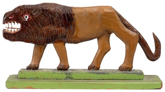 Lion by Elijah Pierce, circa 1975