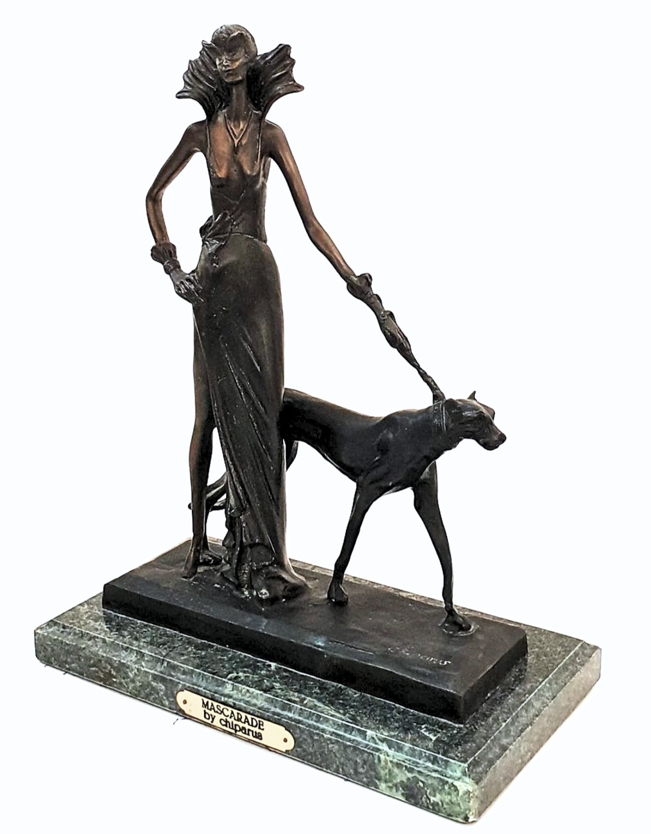 Demétre H. Chiparus | Depicting a woman walking her dog | MutualArt