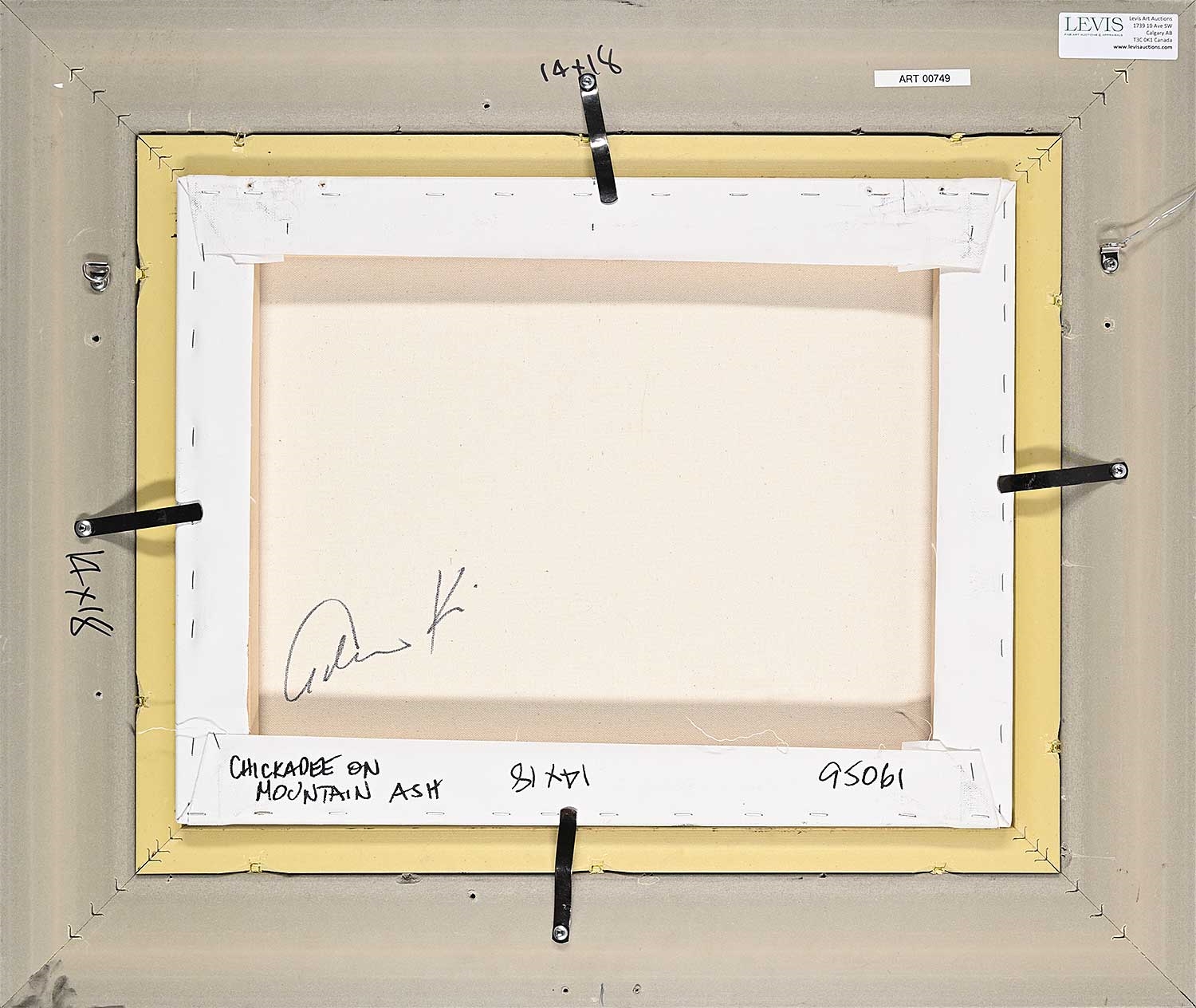 Artwork by Andrew Kiss, Chickadee on Mountain Ash, Made of acrylic on canvas