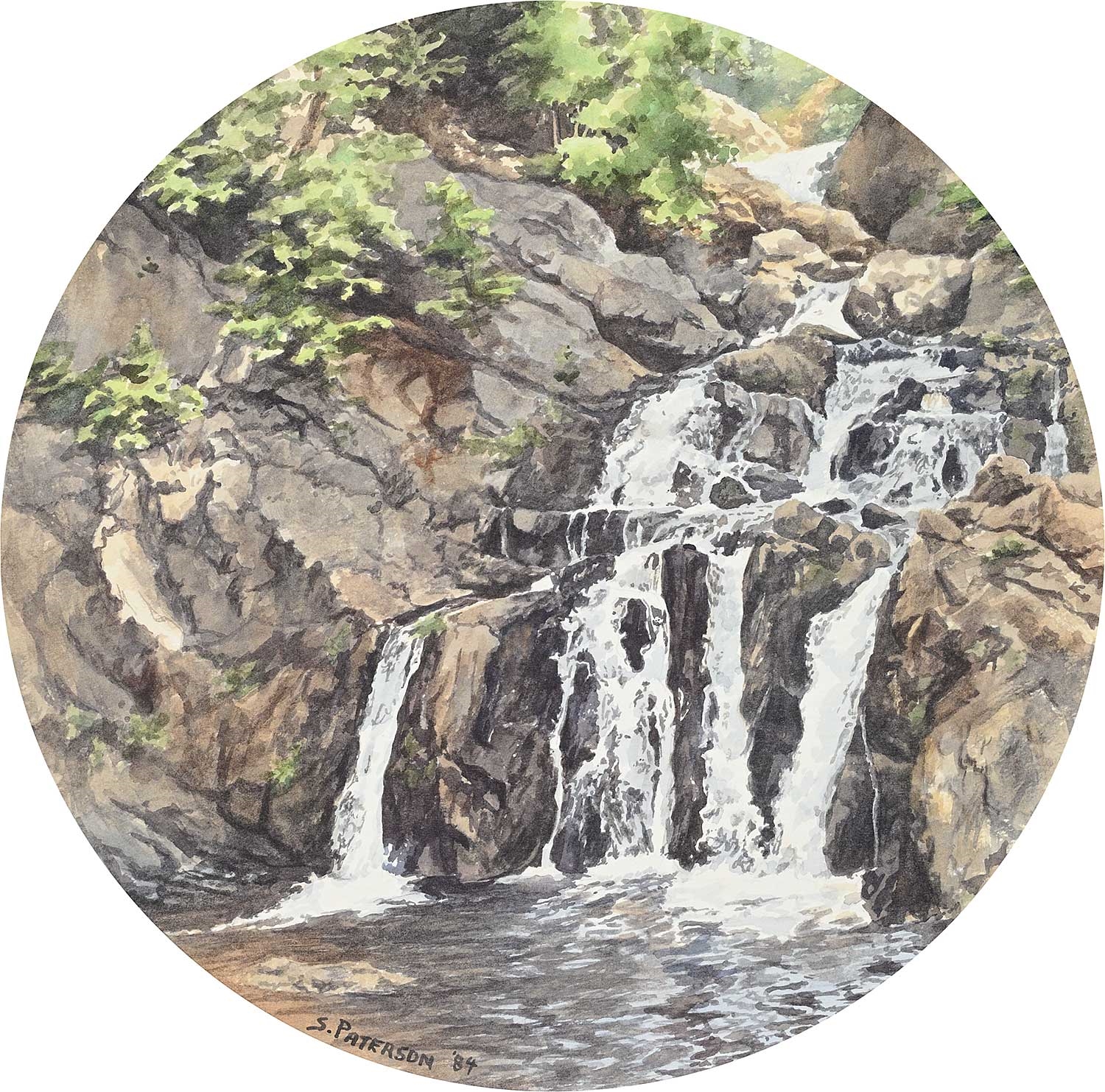 Artwork by Susan Paterson, Untitled - Waterfall, Made of watercolour on paper