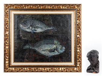 Peces en cestos; Aldeano - Jose Benito Bikandi