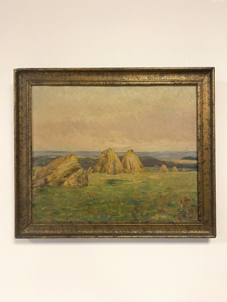 Artwork by Jean Baptiste Lampe, Les Meules de foin en Ardennes, Made of Oil on canvas