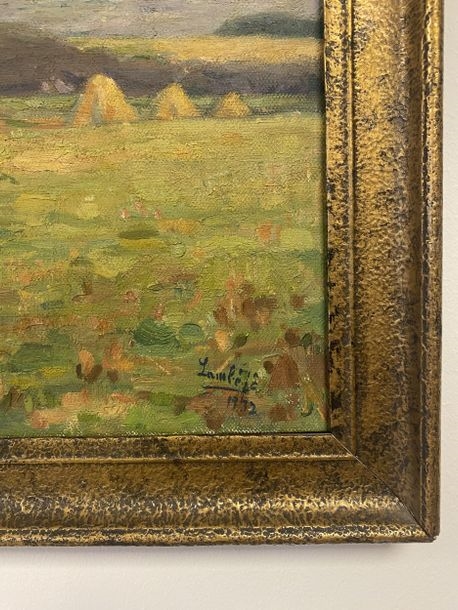 Artwork by Jean Baptiste Lampe, Les Meules de foin en Ardennes, Made of Oil on canvas