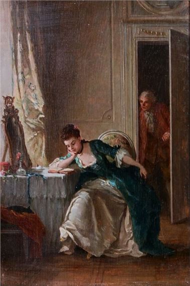 Boudoir scene by Louise Émilie Leleux-Giraud