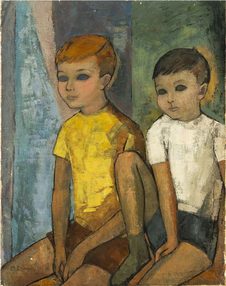 Pareja de niños sentados - M. Brinquis