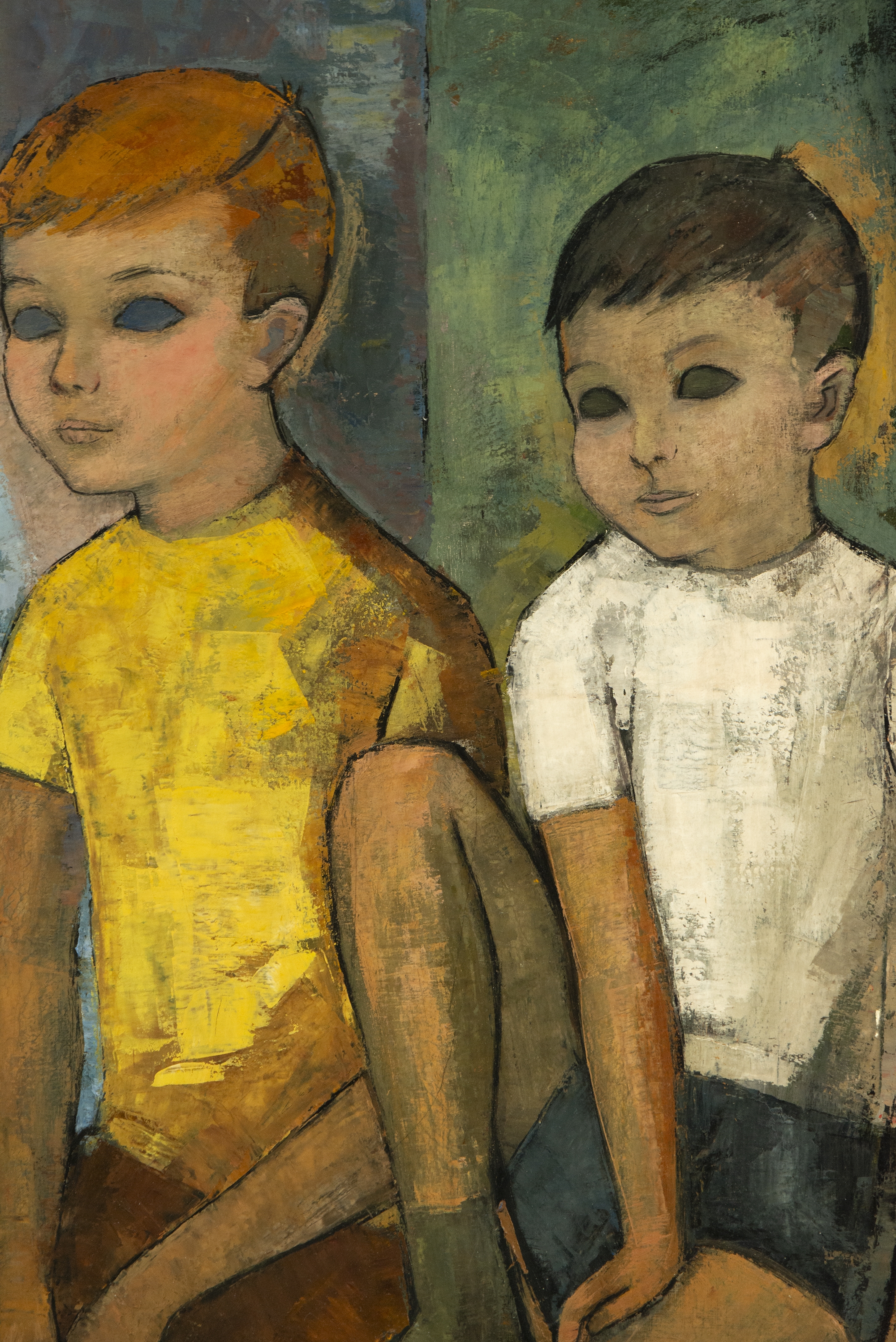 Artwork by M. Brinquis, Pareja de niños sentados, Made of oil on canvas