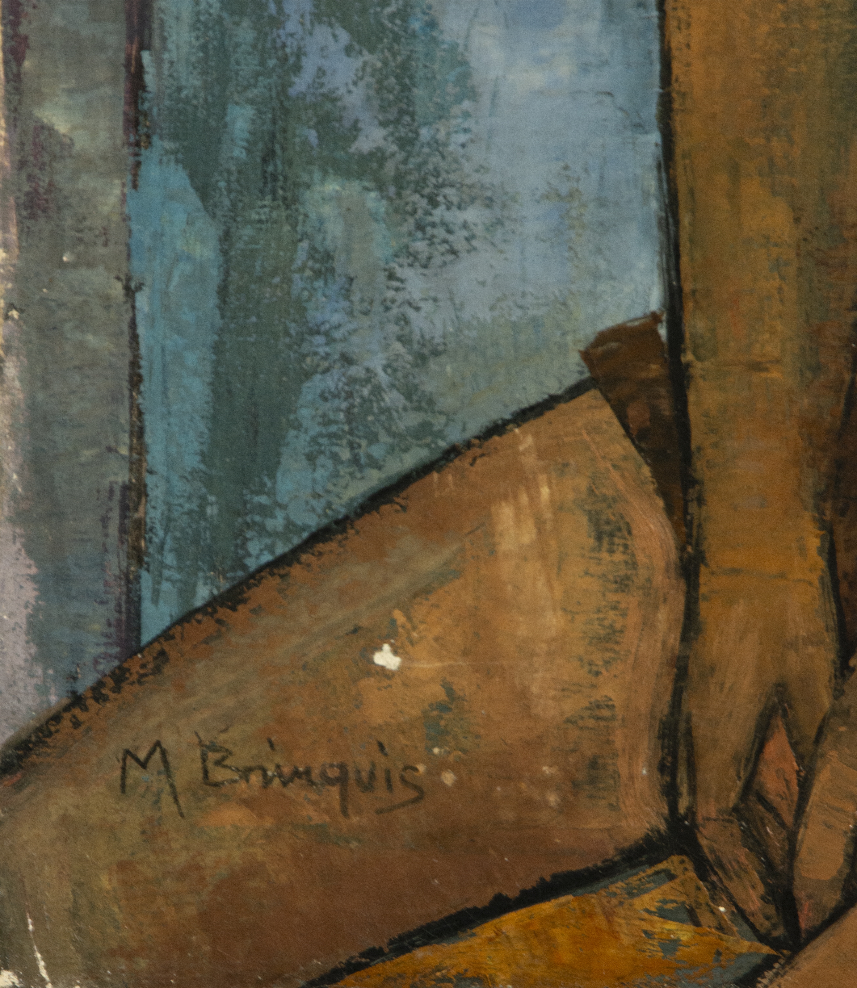 Artwork by M. Brinquis, Pareja de niños sentados, Made of oil on canvas