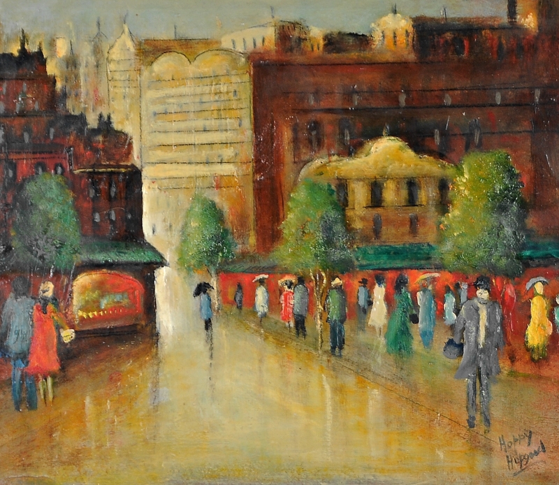 Artwork by Hoppy Hopgood, Old Street in Town, Made of Oil on Board
