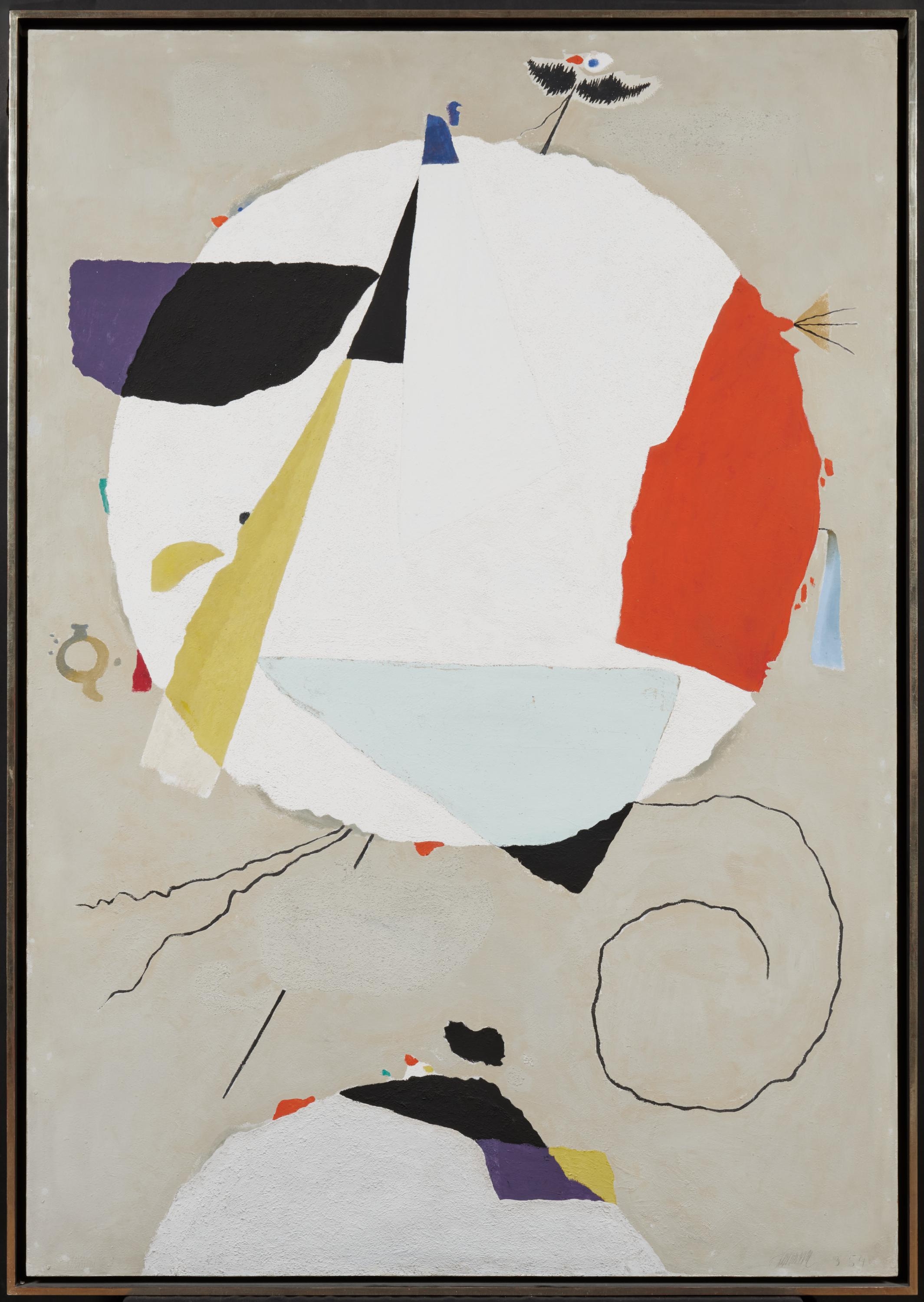 Artwork by Willi Baumeister, Monturi, Diskus (mit Segmenten), Made of Oil, synthetic resin and sand on fibreboard