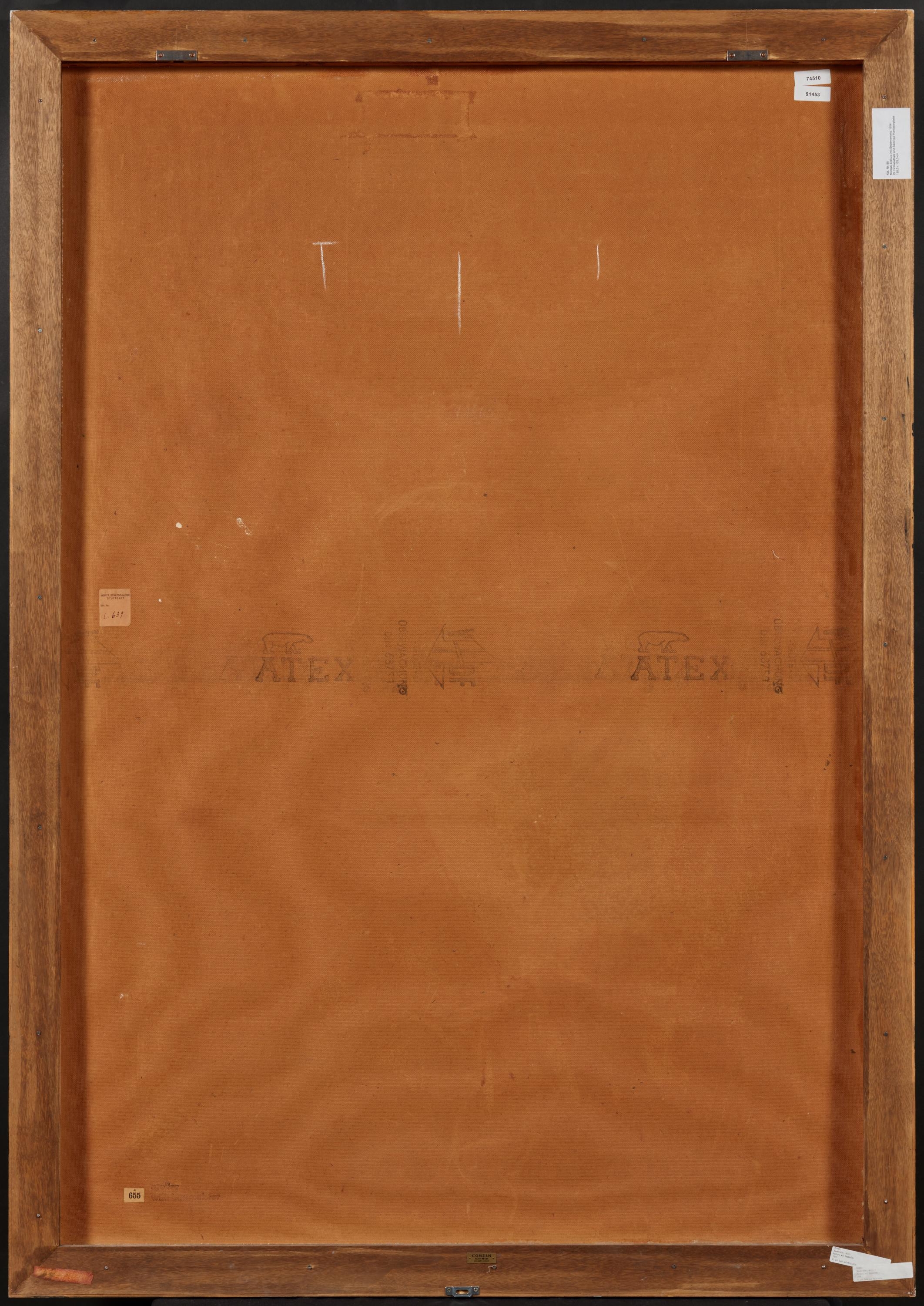 Artwork by Willi Baumeister, Monturi, Diskus (mit Segmenten), Made of Oil, synthetic resin and sand on fibreboard