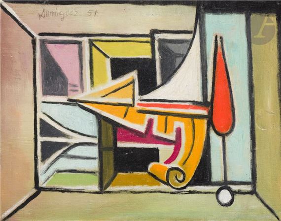 Window in Hyères, 1951 by Oscar Dominguez, dated "14