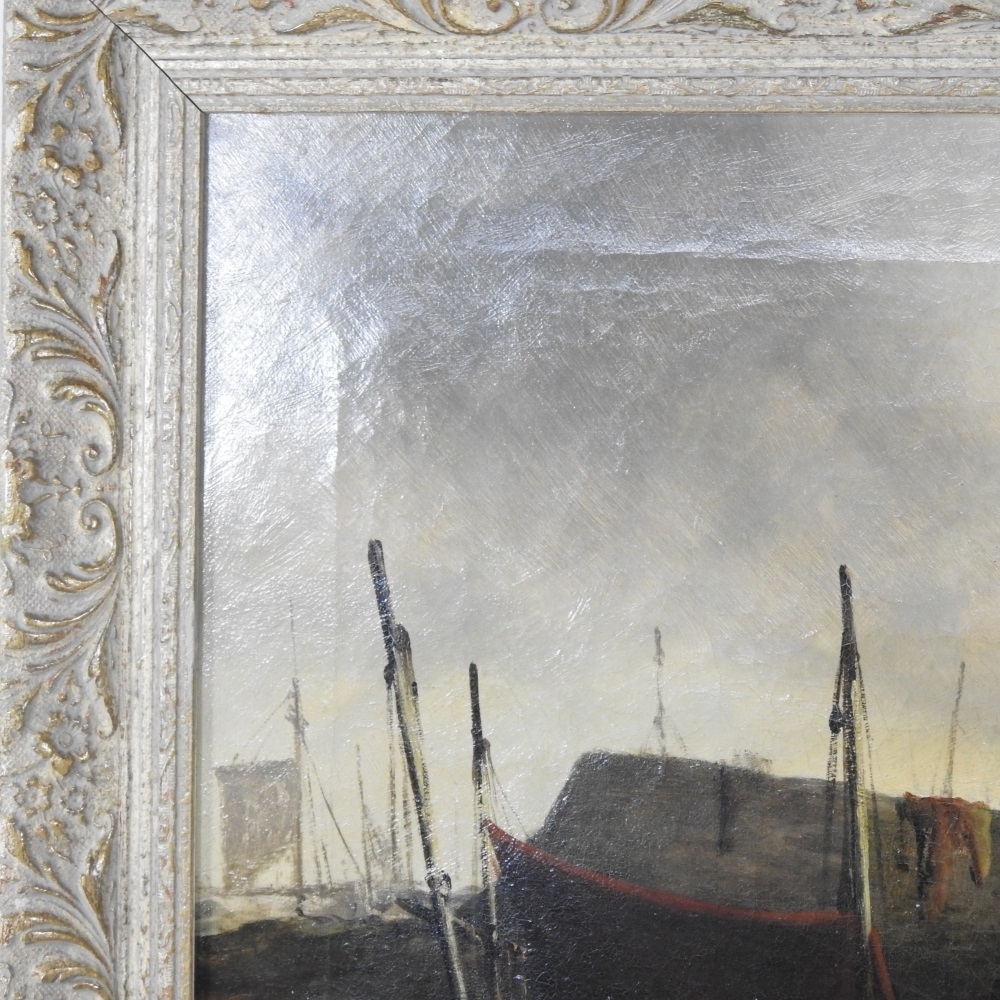 Thomas Bush Hardy | Harbour scene with figures (1887) | MutualArt