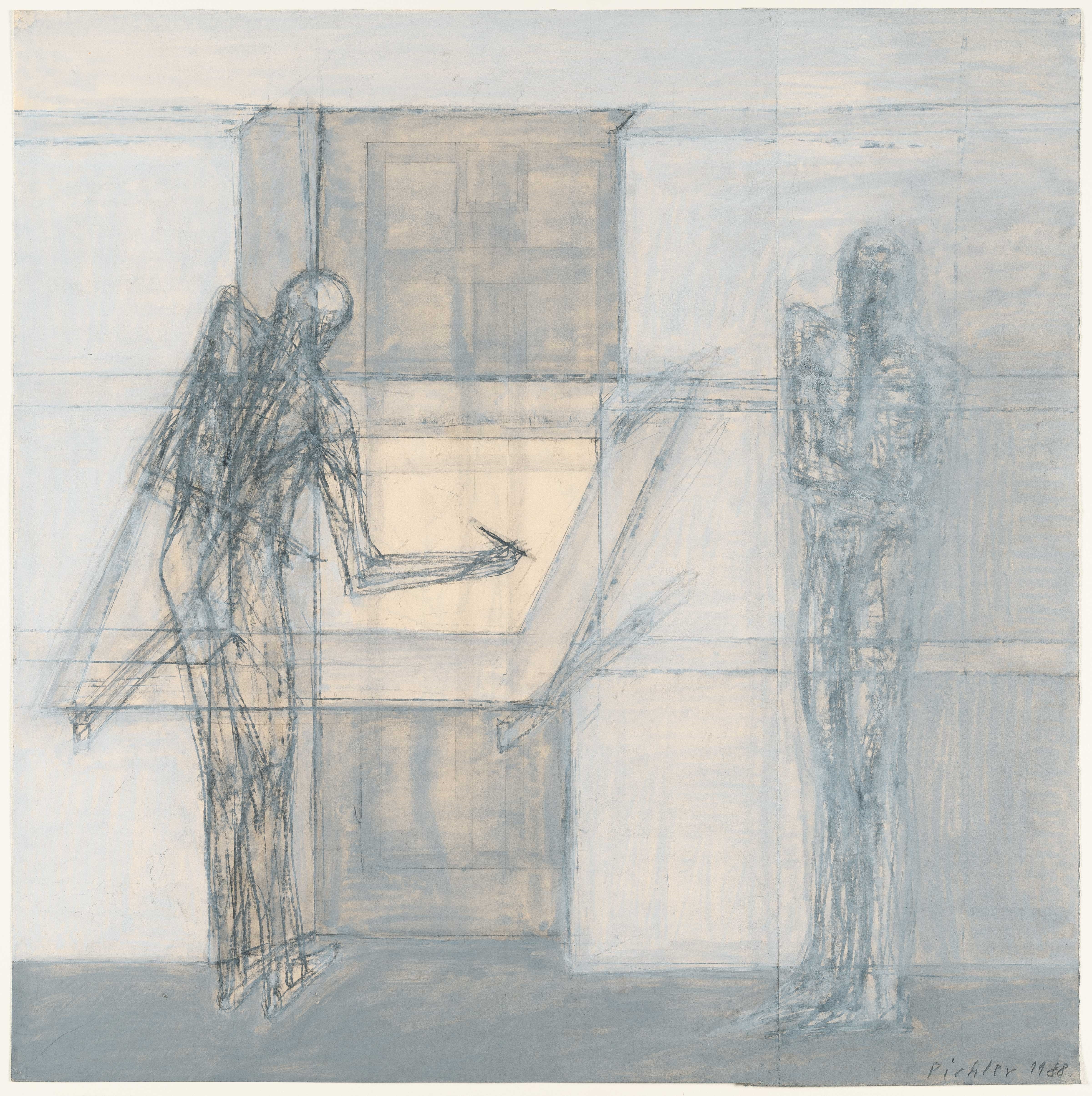 Artwork by Walter Pichler, Draughtsman & Model, Made of Tempera, gouache and pencil on wove paper