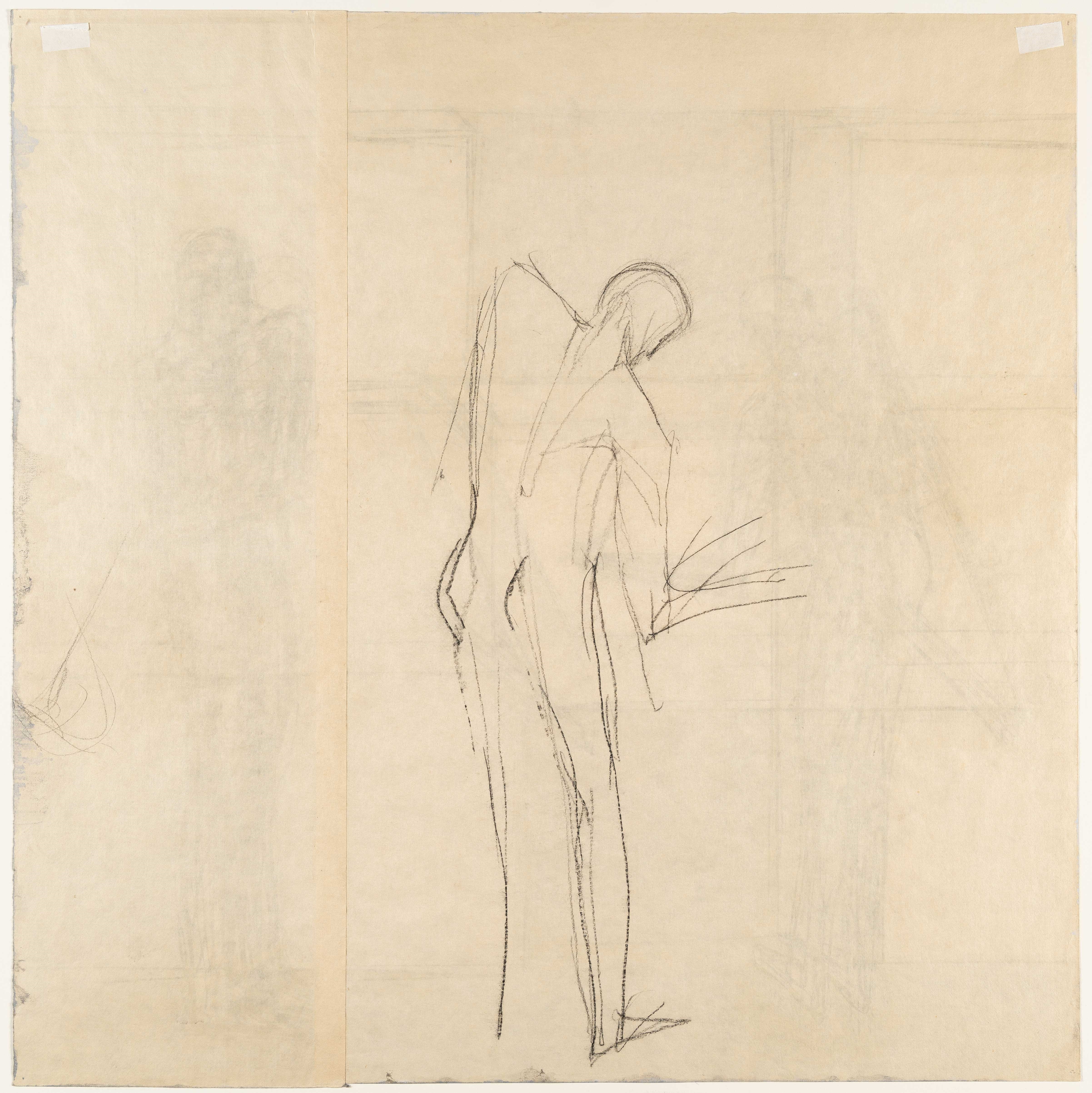 Artwork by Walter Pichler, Draughtsman & Model, Made of Tempera, gouache and pencil on wove paper