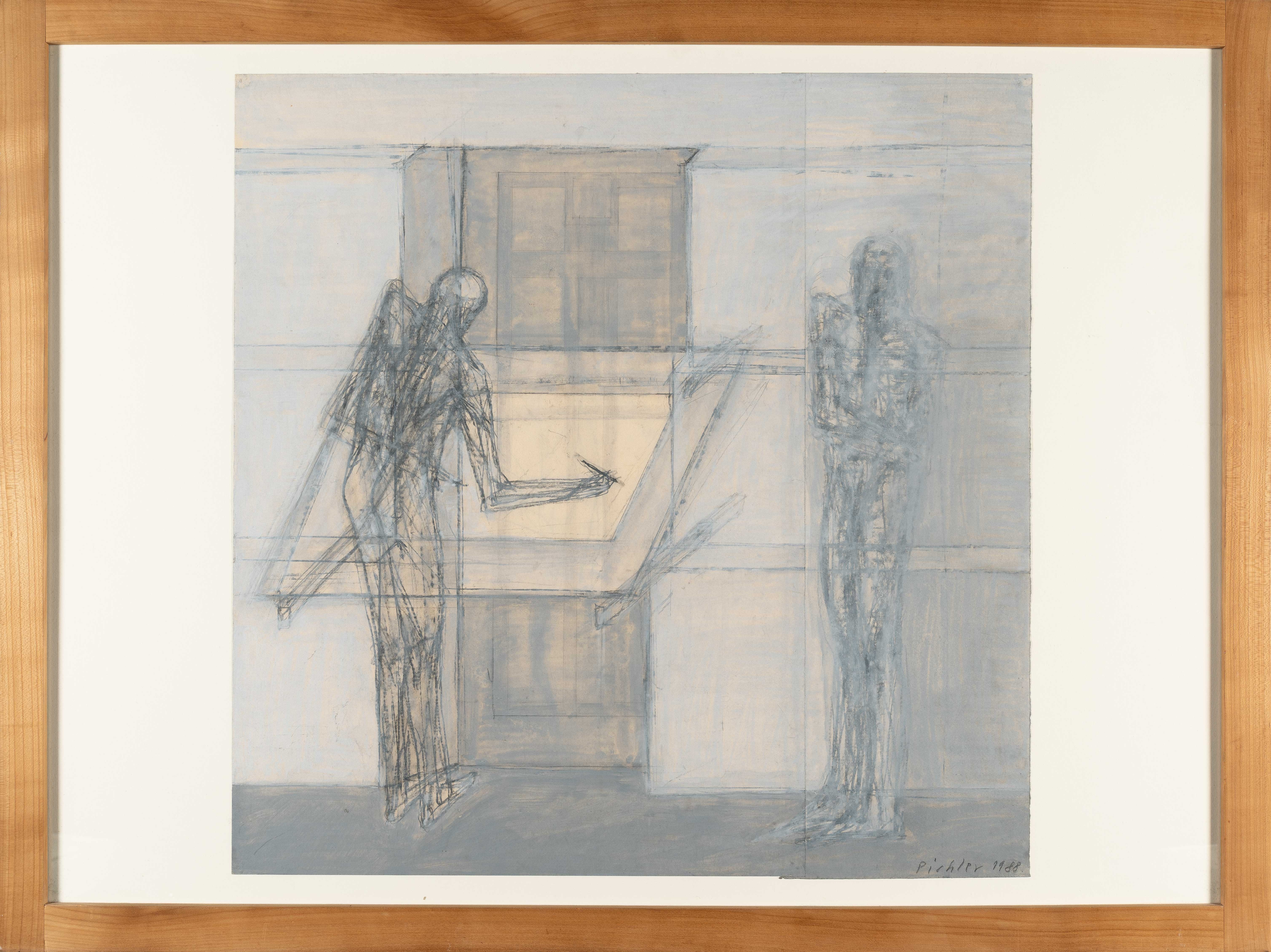 Artwork by Walter Pichler, Draughtsman & Model, Made of Tempera, gouache and pencil on wove paper