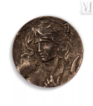 argenté, montée en broche, représentant Orphée endormant Cerbère aux sons - Marie-Alexandre-Lucien Coudray