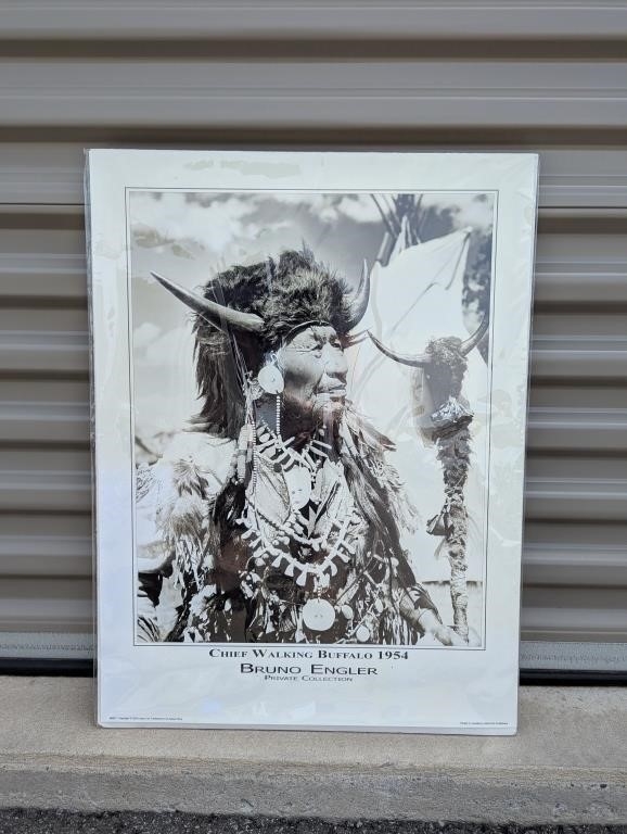 Artwork by Bruno Engler, Chief Walking Buffalo Poster, Made of Poster