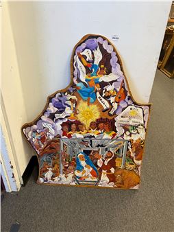 Ruth Mae McCrane, Nativity, acrylic on leather - Ruth Mae McCrane