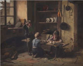 Bimbi in interno rustico - Cesare Carlino