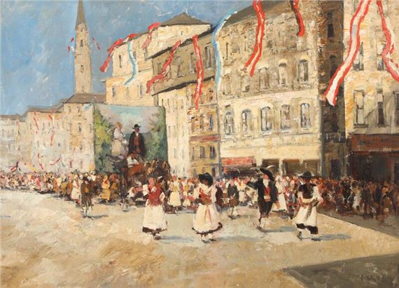 Procession in an Italian city by Hans Ruzicka-Lautenschläger, 1933
