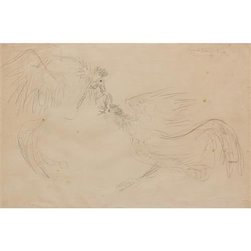 Fighting Cocks by Jon Molvig, 1956