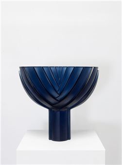 Side Carved Flax Pod, Steel Blue - Ann Robinson