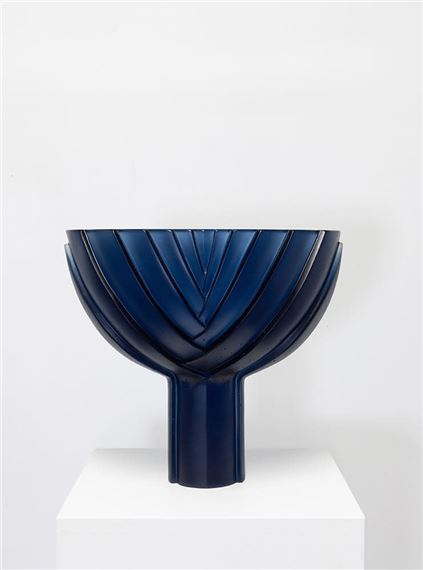 Side Carved Flax Pod, Steel Blue - Ann Robinson