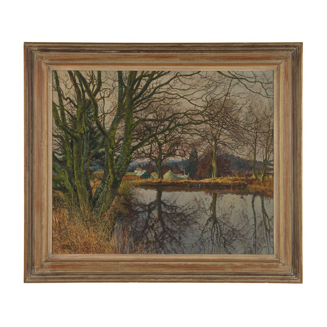 Artwork by James McIntosh Patrick‏, MILLHILL DAM, CARSE OF GOWRIE, Made of oil on canvas