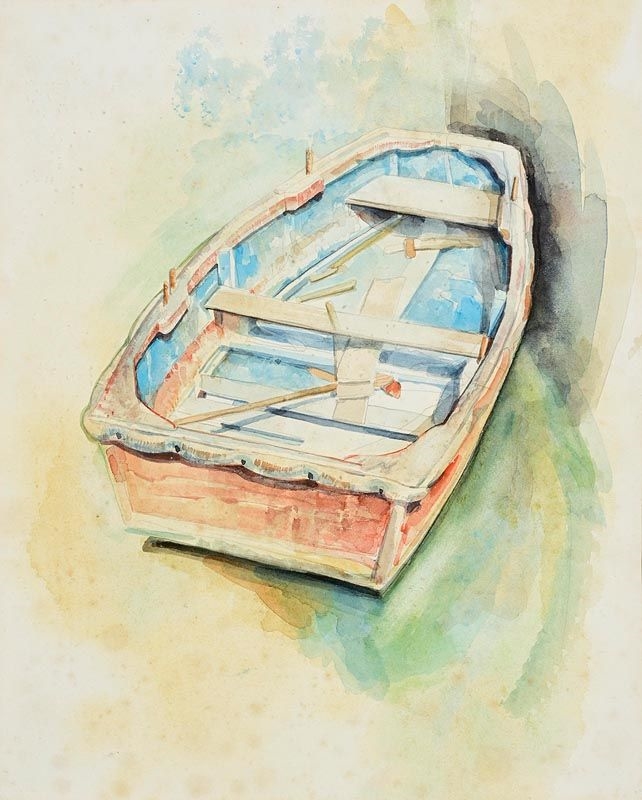 Artwork by Floyd Placzek, The Boat Painters Boat (1982, Made of watercolour on paper