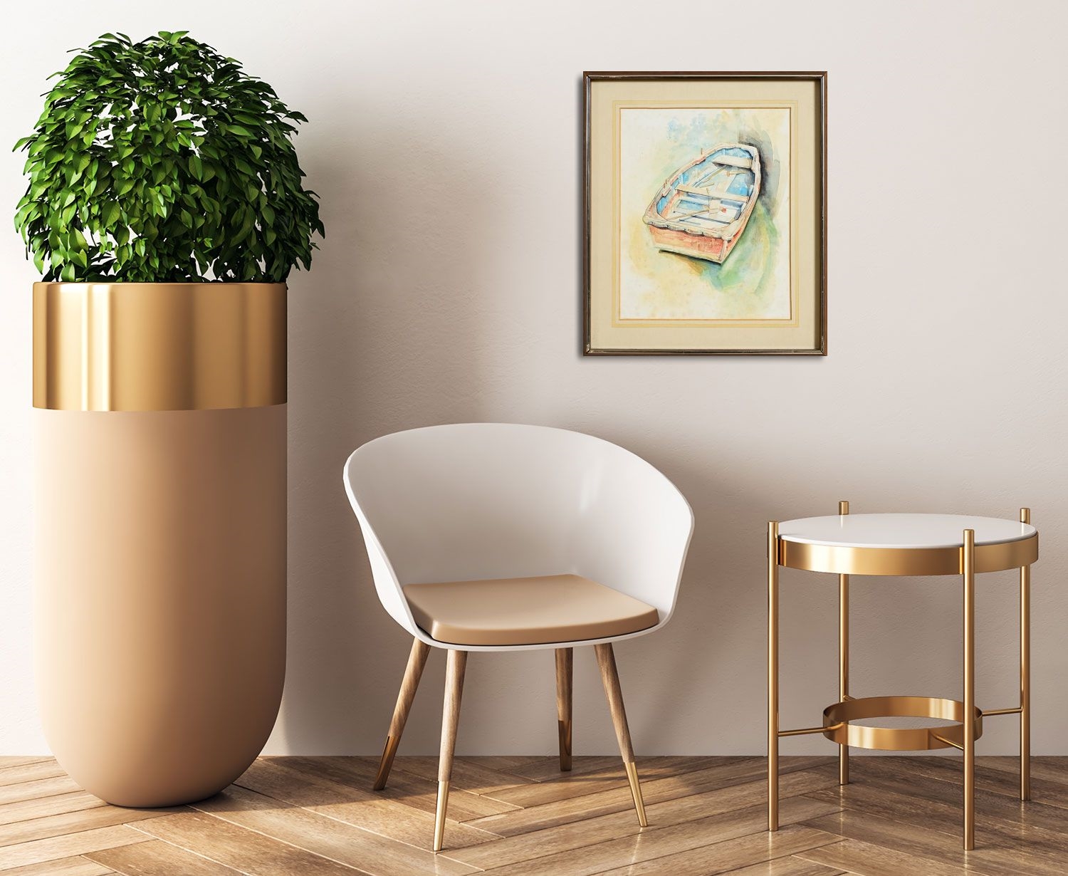 Artwork by Floyd Placzek, The Boat Painters Boat (1982, Made of watercolour on paper