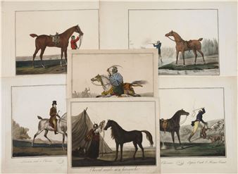Sechs Blatt aus der umfangreichen Graphikfolge zum Thema Reiten/Pferde - Charles F. G. Levachez