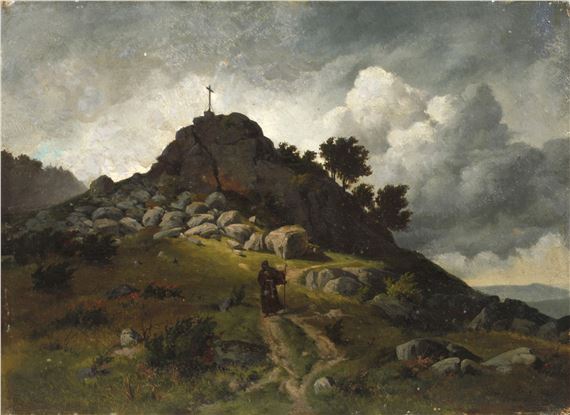 Landschaft mit Kapuzinermönch - Hugo Börner